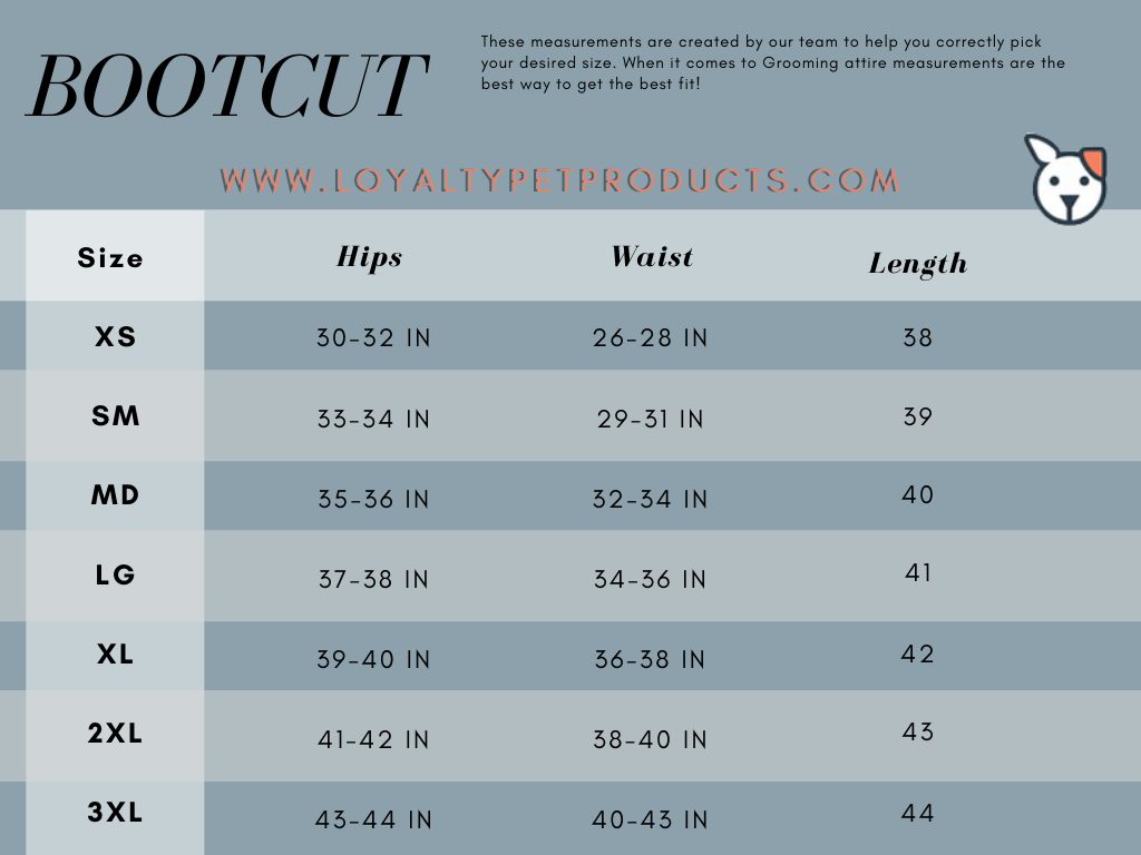 Boot cut leggings size chart