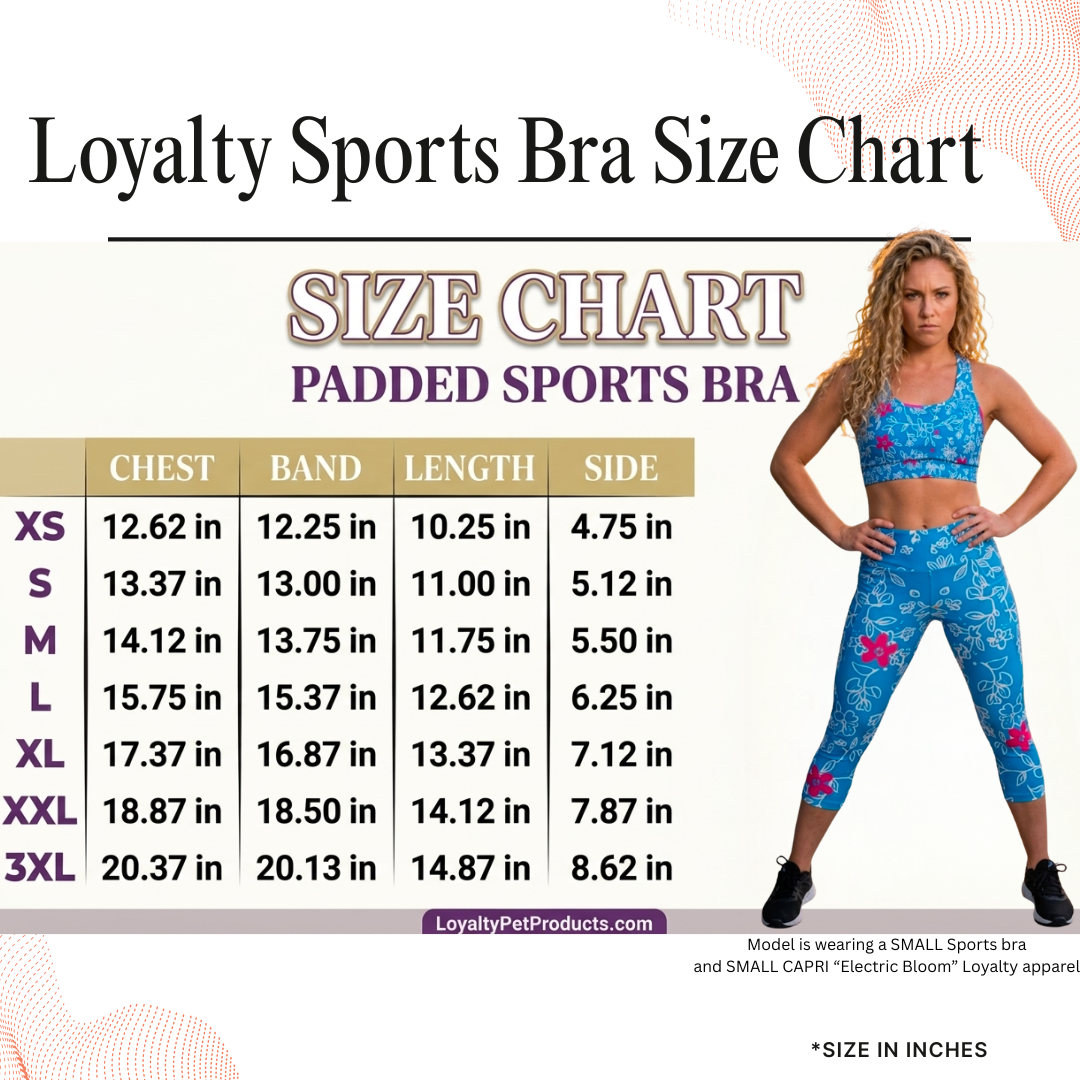 Loyalty Pet Products sports bra size chart